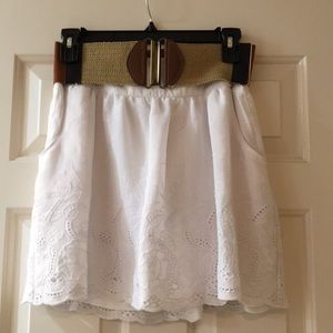 White Lace Belted Skirt w/pockets (Belt removable)